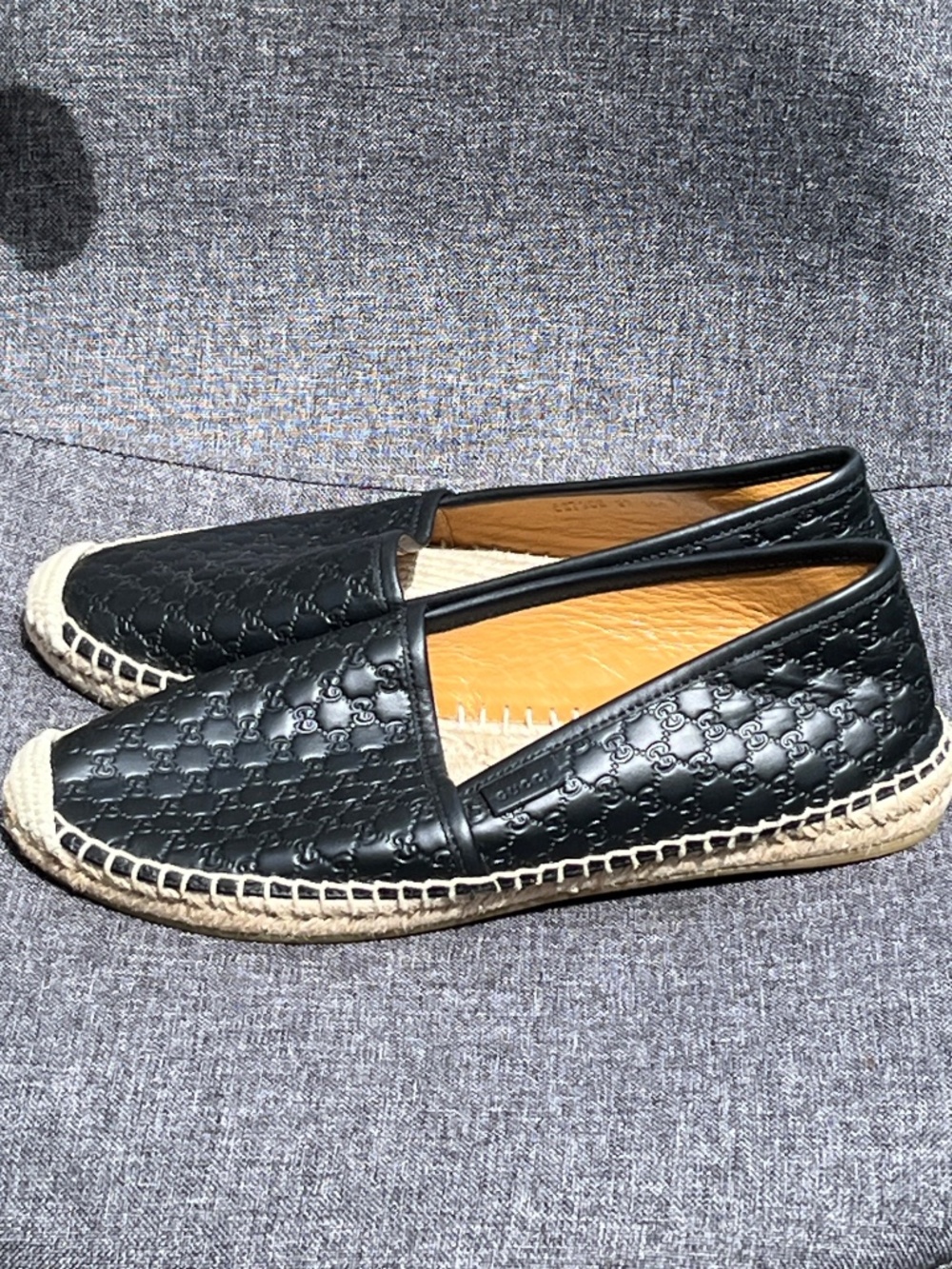 Gucci Microguccissima Signature Espadrilles 37 7 7.5 Calfskin Black Leather Shoe - Picture 5 of 16